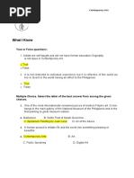 What I Know: True or False Questions