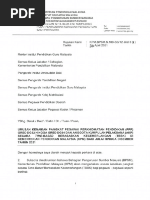 Surat Kenaikan Pangkat Dgv44 Julai 2018 Penyerahan