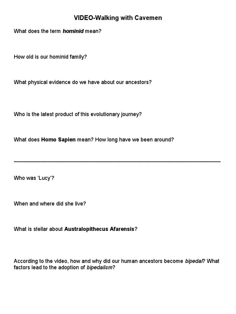 Walking With Cavemen Questions PDF