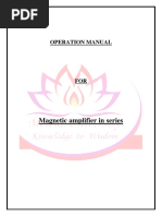 Magnetic Amplifier in Series: Operation Manual