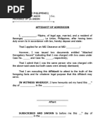 Affidavit of ADMISSION - SAMPLE