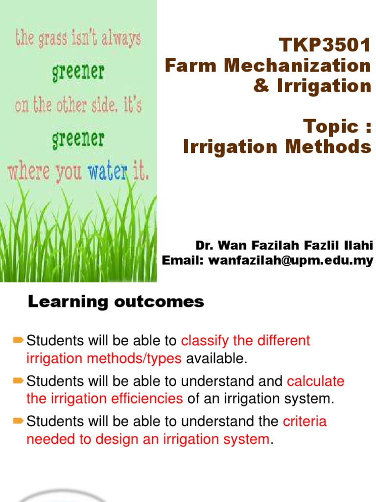 Lecture 10 Irrigation Methods PDF Irrigation Physical Geography