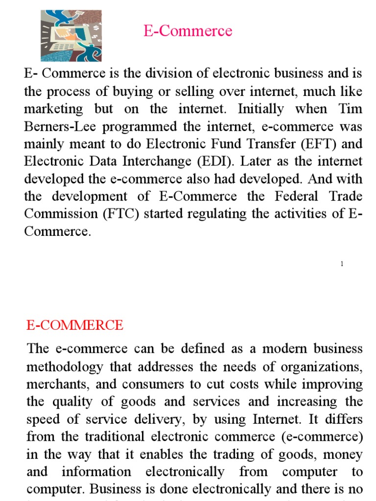 Understanding E-Commerce: Types and Benefits | PDF | E Commerce ...