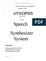 Speech Synthesizer System: HMR Institute of Technology & Management Hamidpur, Delhi