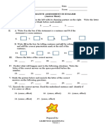 Summative Assessment in English (Answer Sheet) : Lilibeth M. Maldupana