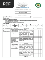 Teacher I-Iii: Classroom Observation Tool-Rmps