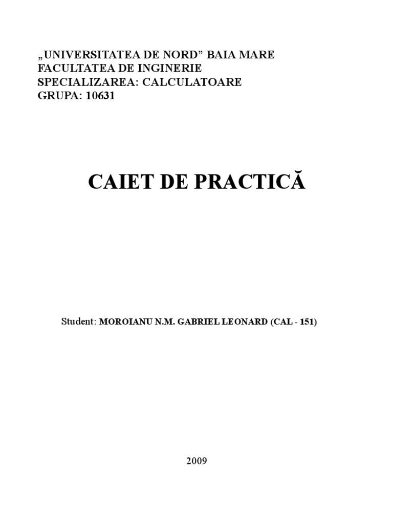 Model Caiet de Practica | PDF