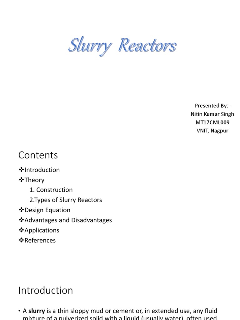 Slurry Reactors: Design & Applications | PDF | Chemical Reactor | Catalysis