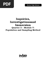 Inquiries, Investigationsand Immersion: Quarter 3 - Module 7: Population and Sampling Method