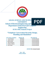 School of Electrical Engineering and Computing Department of Electrical and Computer Engineering "Telephone Conversation Recorder Design, Modeling and Simulation"