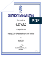 Practicing COVID-19 Preventive Measures in The Workplace - Certificate of Completion
