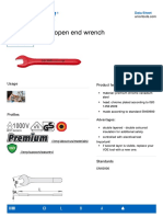 Insulated Single Open End Wrench: Data Sheet