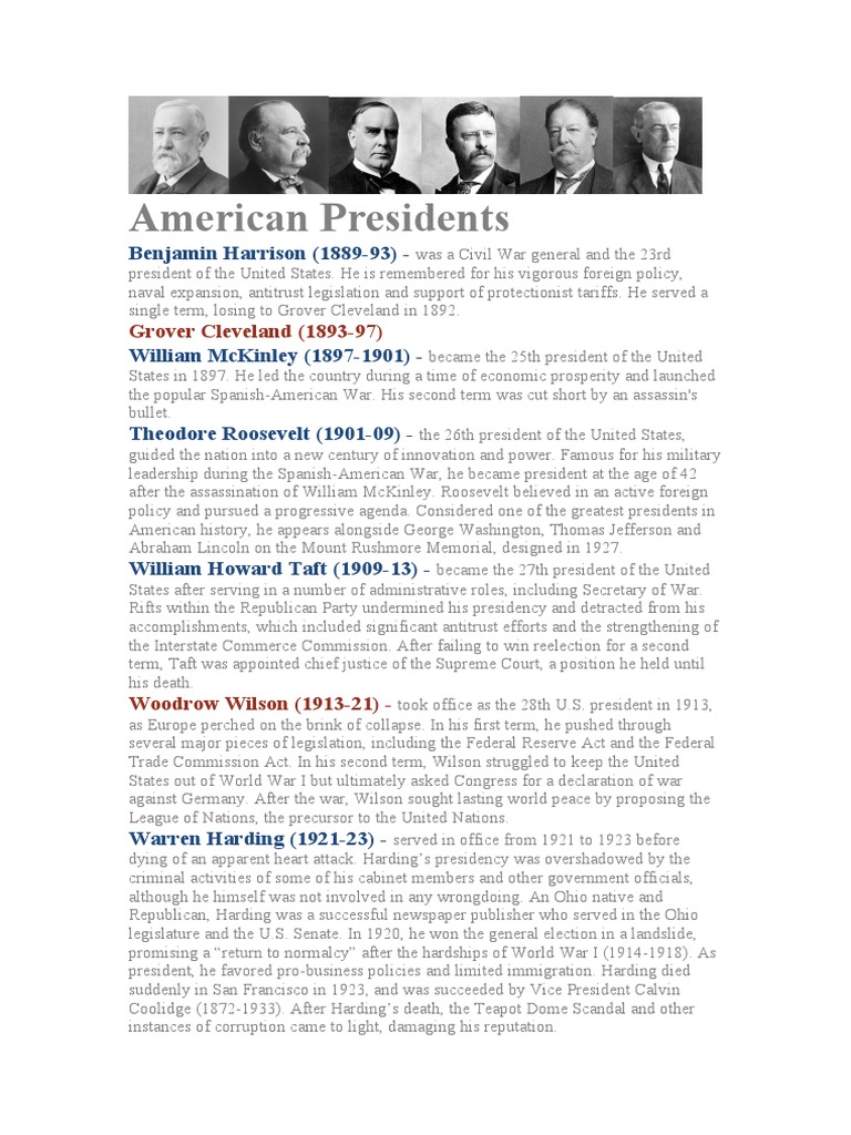 American Presidents Pdf Presidents Of The United States American