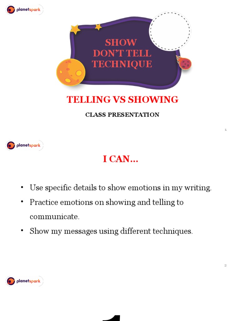Class Presentation - Dont Tell Show Technique - Telling Vs Showing ...