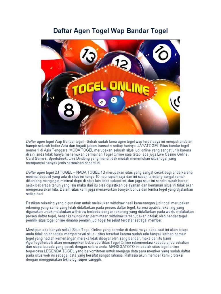 Daftar Agen Togel Wap Pdf