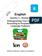 English: Quarter 3 - Module 4 Distinguishing Text Types According To Purpose and Language Features