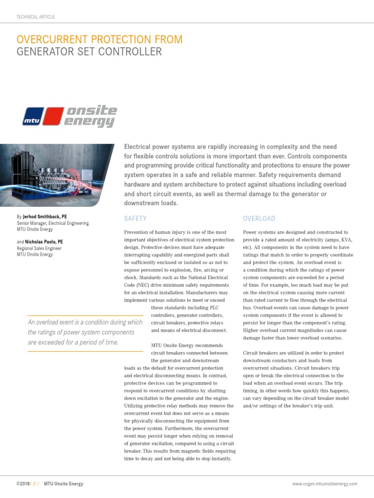 Generator Set Controller: Overcurrent Protection From | PDF | Electric ...