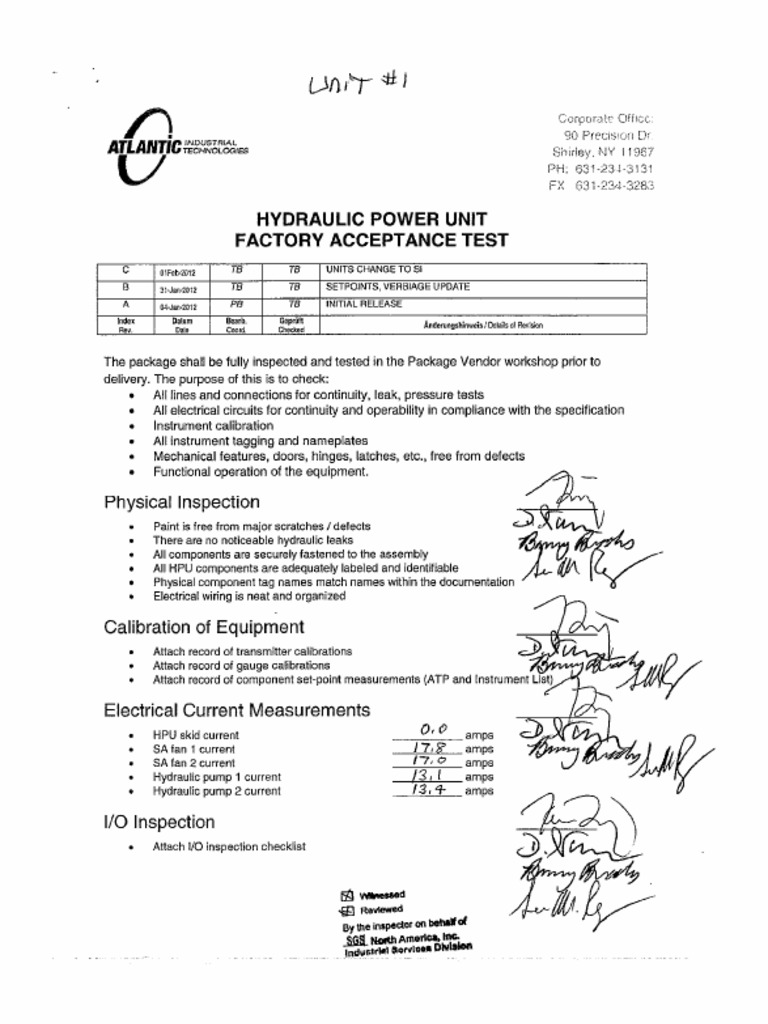 Att1. Test Report For HPU Factory Acceptance Test | PDF