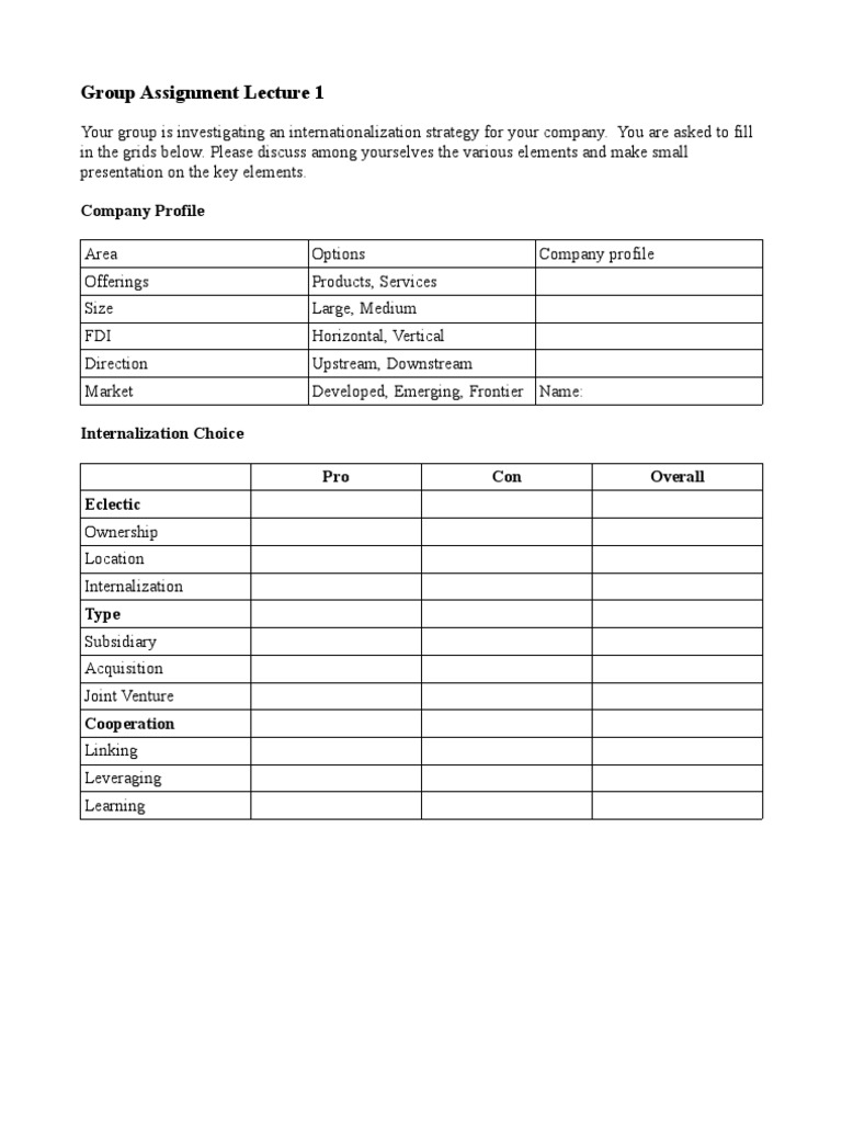 Internationalization Strategy Group Assignment | PDF