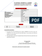 Lahore General Hospital Lahore: Laboratory Report