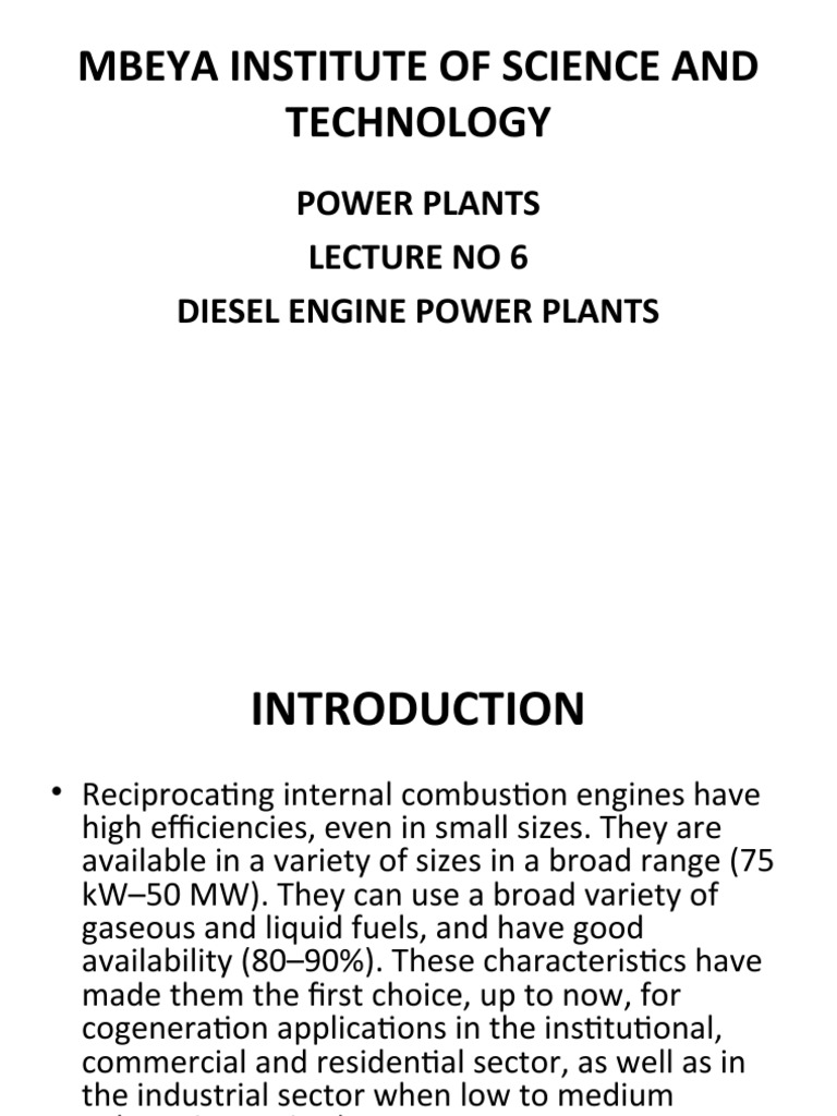 Diesel Engine Power Plant Overview | PDF | Internal Combustion Engine ...