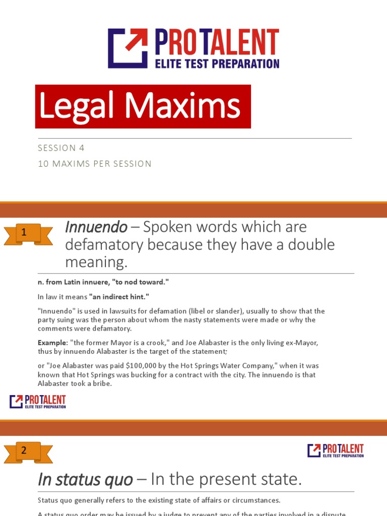 Legal Maxims Session 4 10 Maxims Per Session Pdf Standing Law Mens Rea