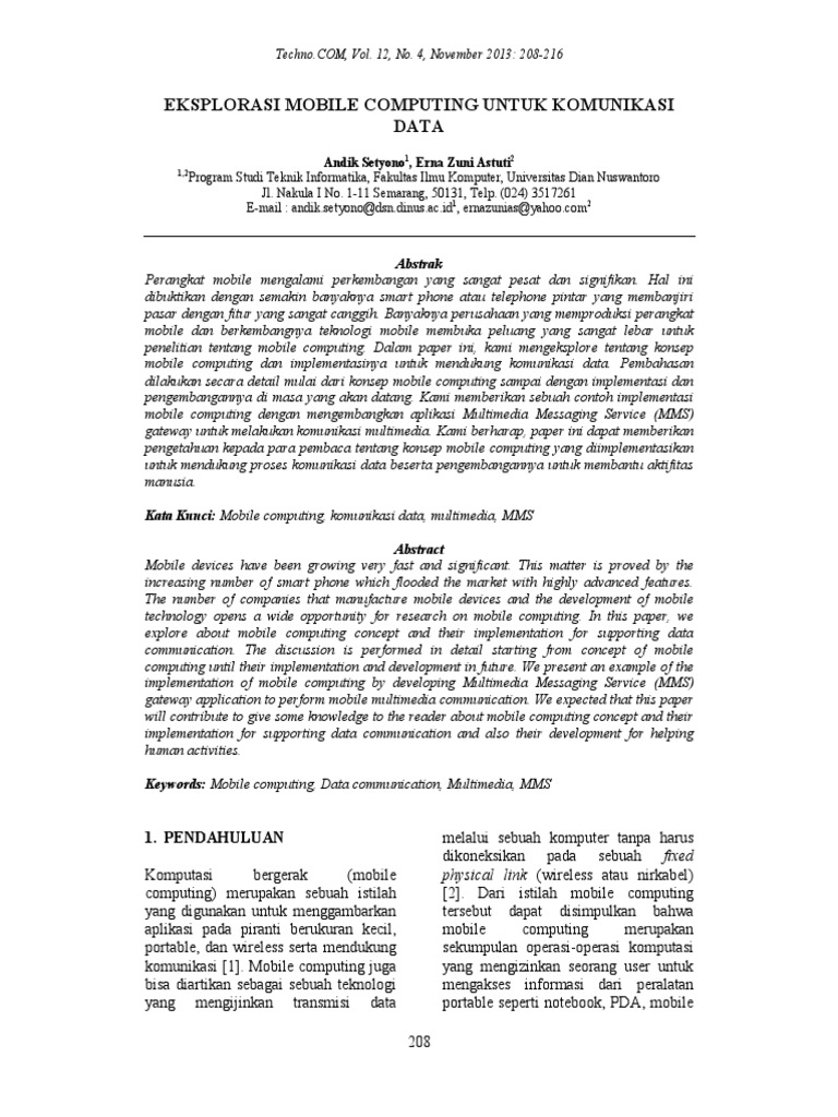 Eksplorasi Mobile Computing untuk Komunikasi | PDF