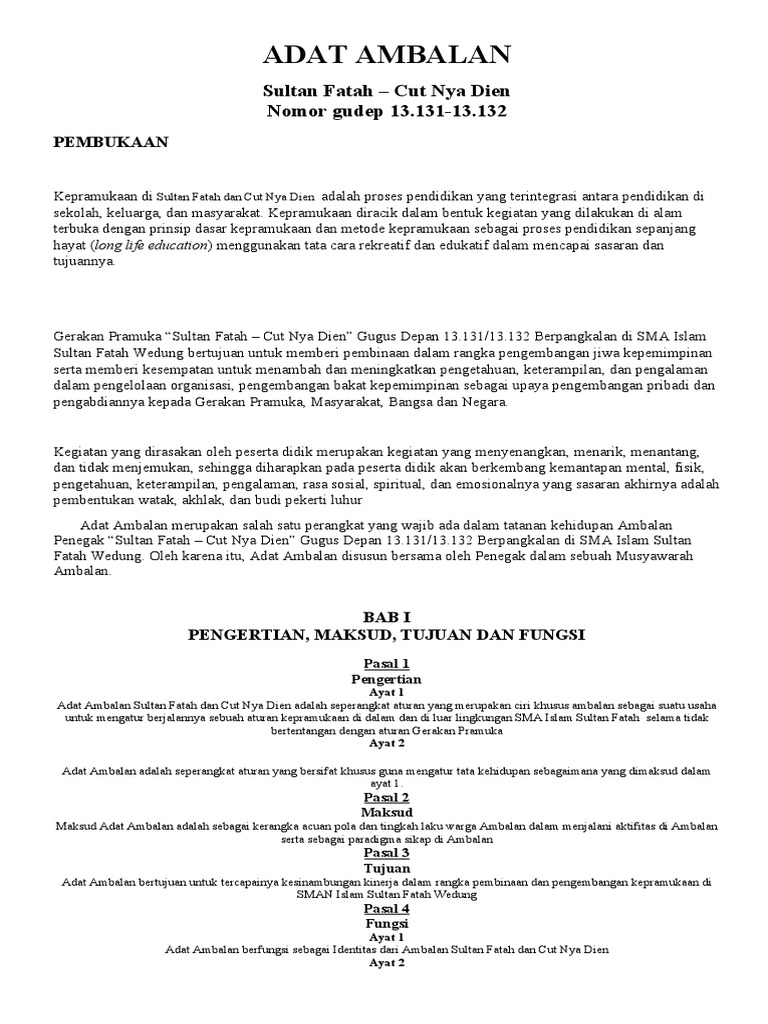 Contoh ADAT AMBALAN | PDF