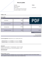 Ficha do pedido de convites e itens personalizados