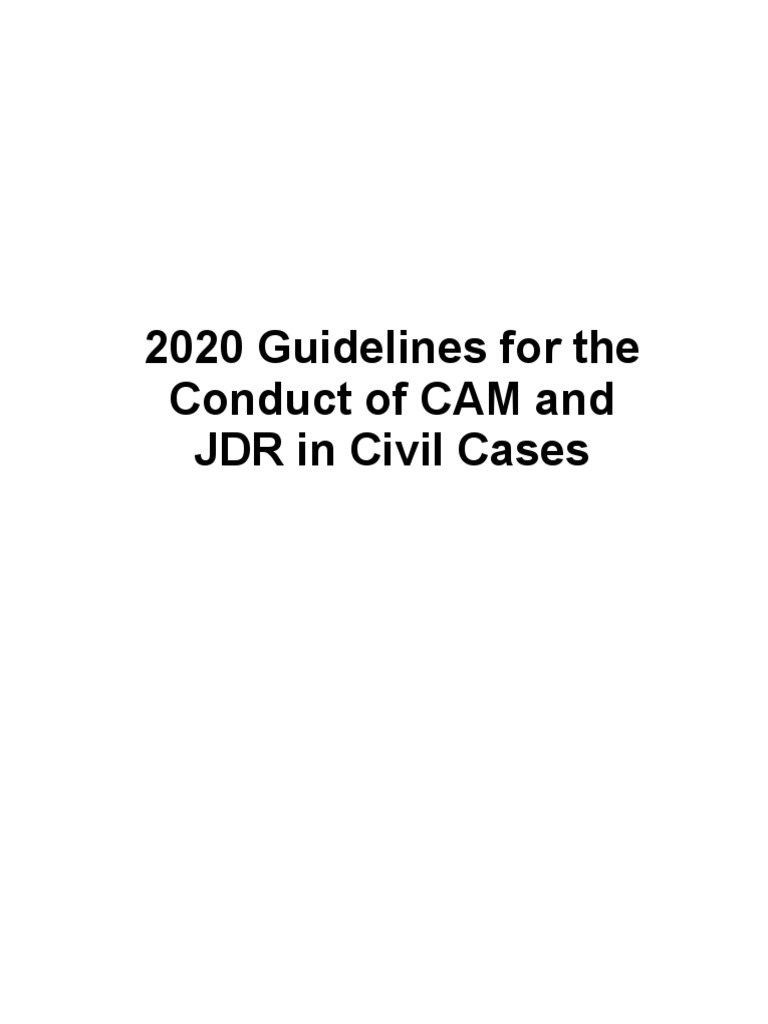 2020 Guidelines For The Conduct of CAM and JDR | PDF | Mediation | Lawsuit