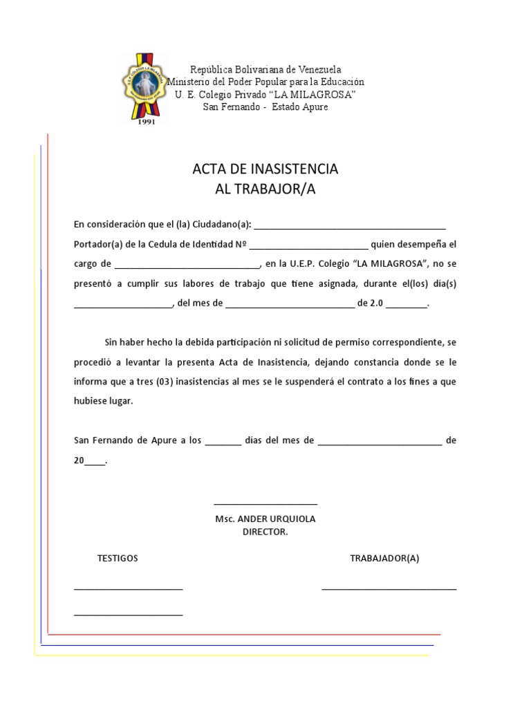 Acta de Inasistencia | PDF