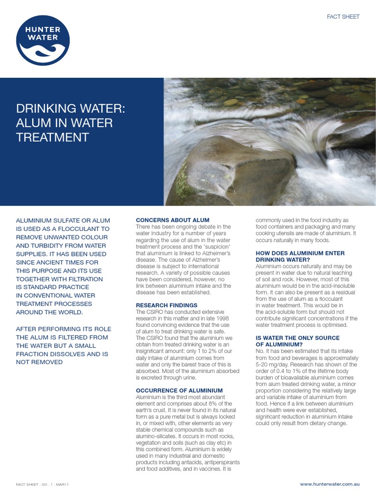 Alum in Drinking Water Mar2011 Download Free PDF Water Purification