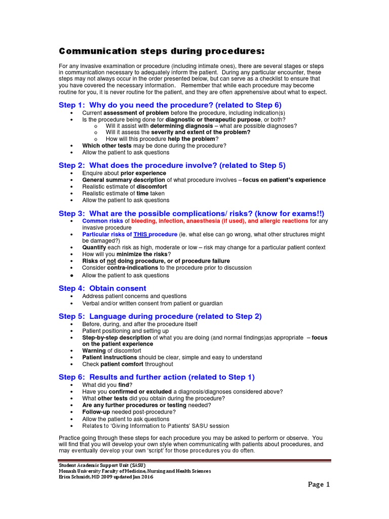 Patient Communication Steps for Procedures | PDF | Medical Diagnosis ...