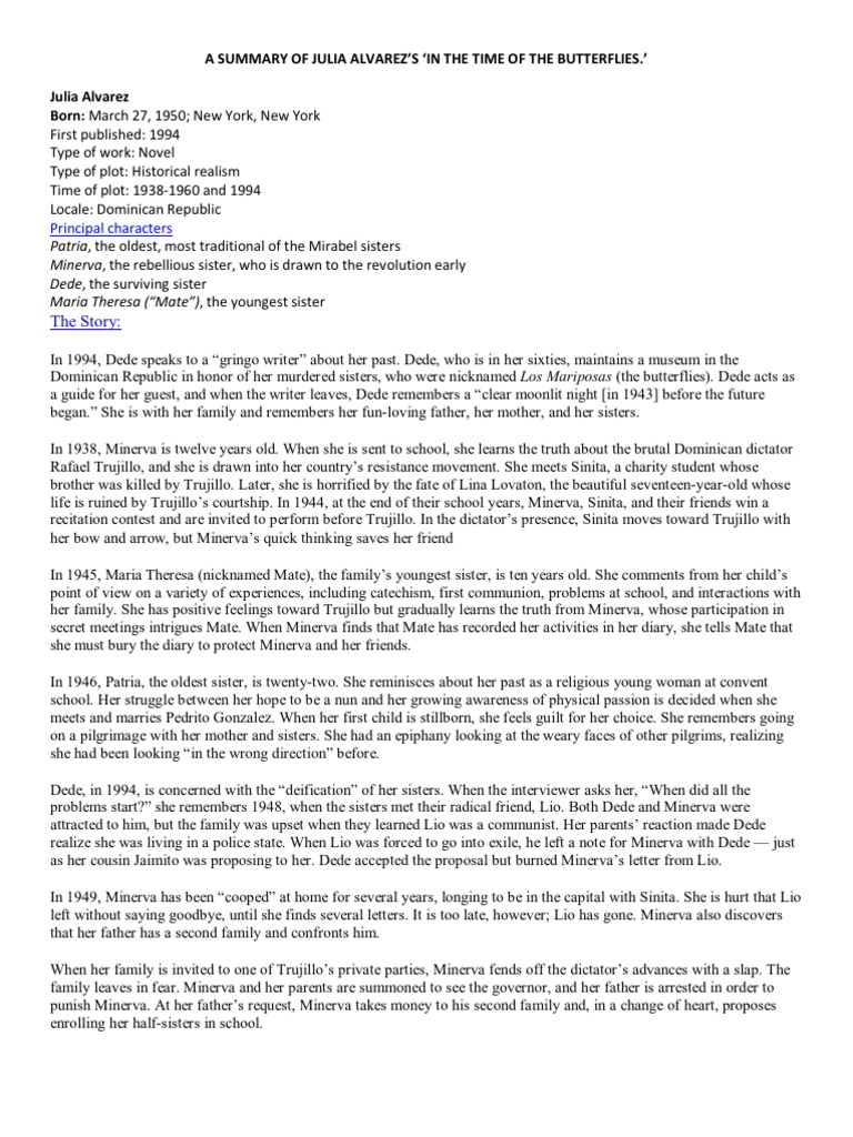 Julia Alvarez Summary PDF