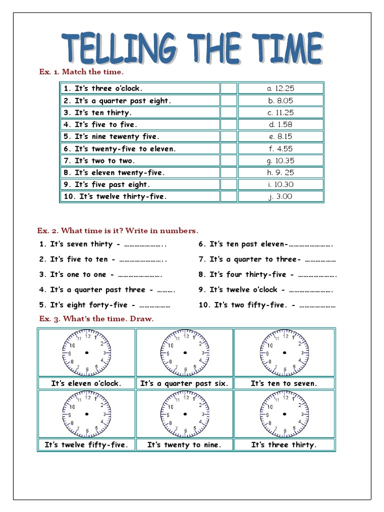 Time Telling Practice Exercises | PDF