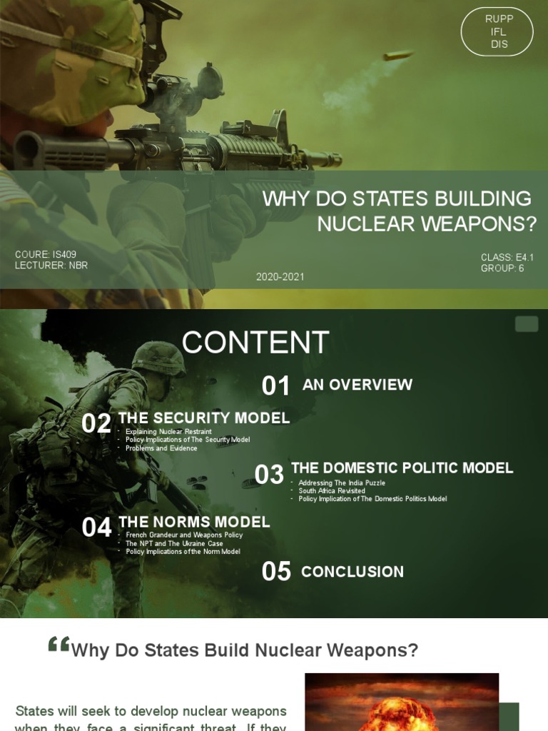 Why Do States Building Nuclear Weapons?: Rupp IFL DIS | PDF | Treaty On ...