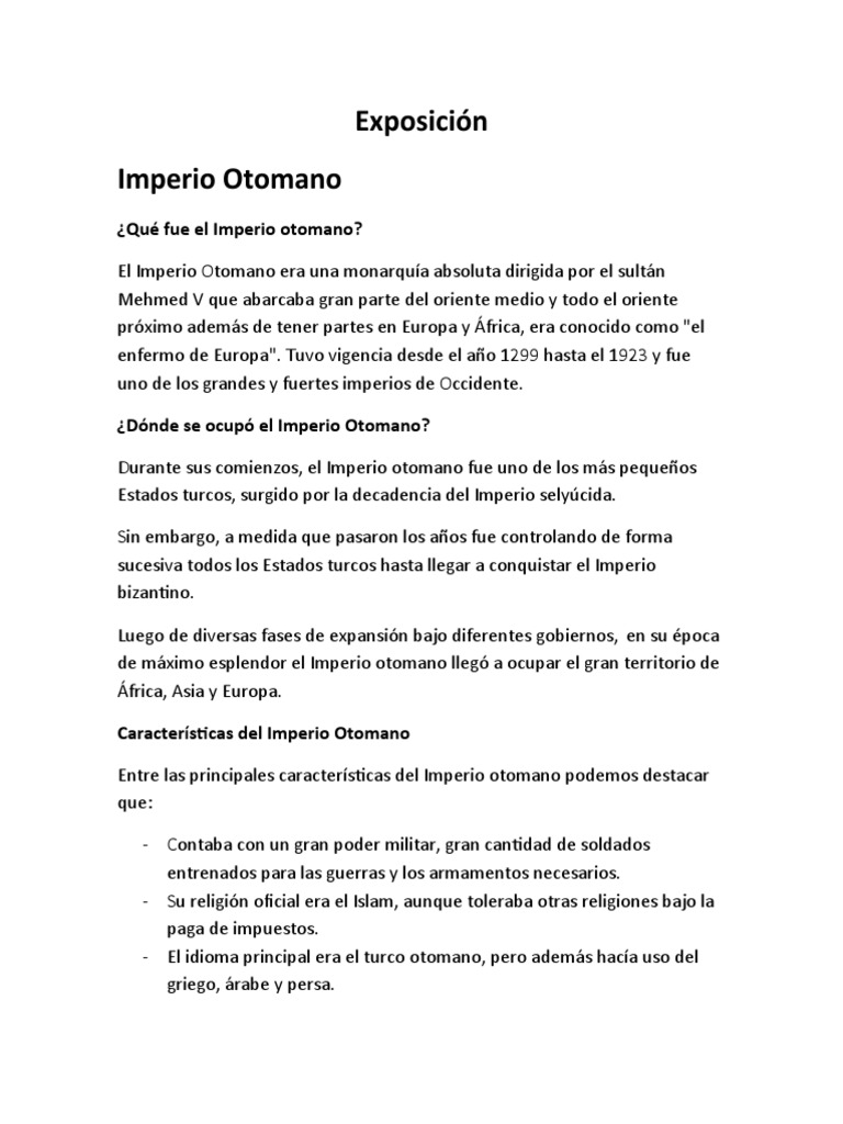 Características y disolución del Imperio Otomano | PDF | imperio ...