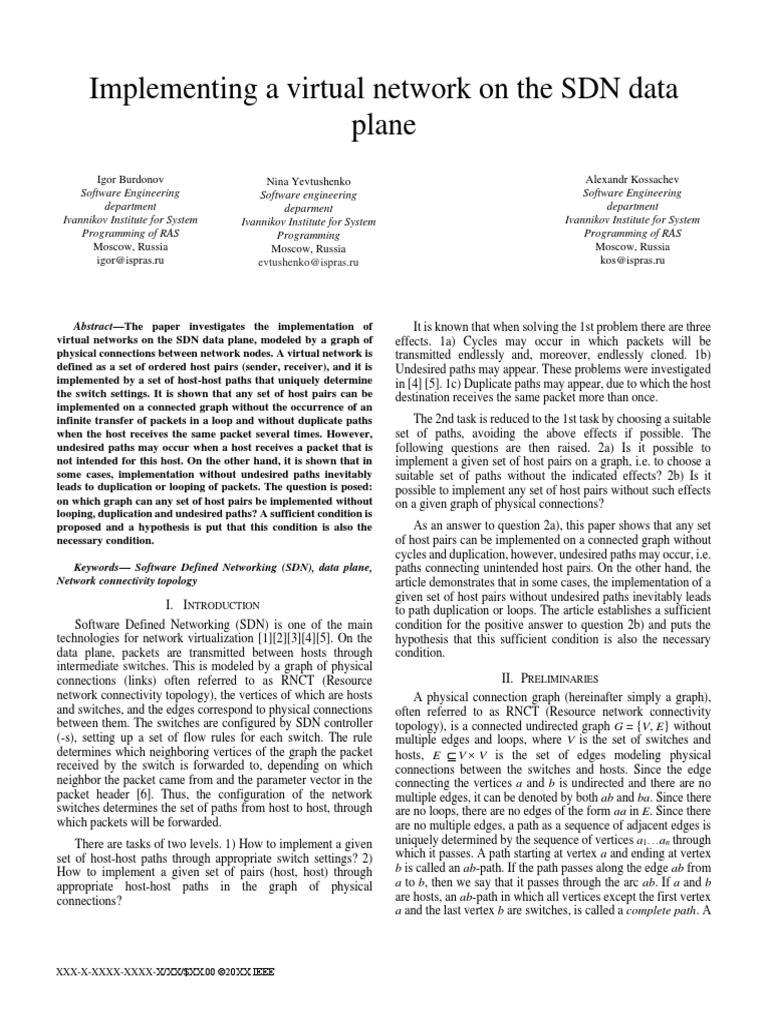 Implementing A Virtual Network On The SDN Data Plane | PDF | Vertex ...