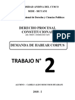 Demanda de habeas corpus en la Universidad Andina del Cusco