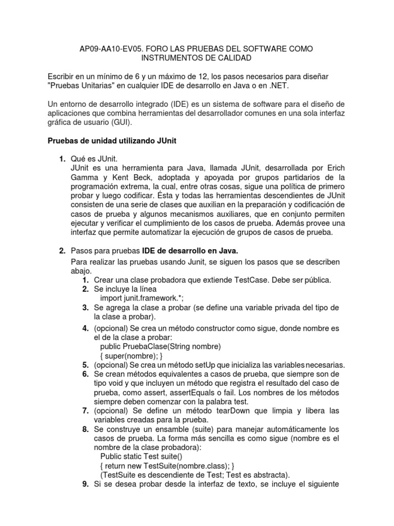 Pasos para Pruebas Unitarias en JUnit | PDF | Java (lenguaje de ...
