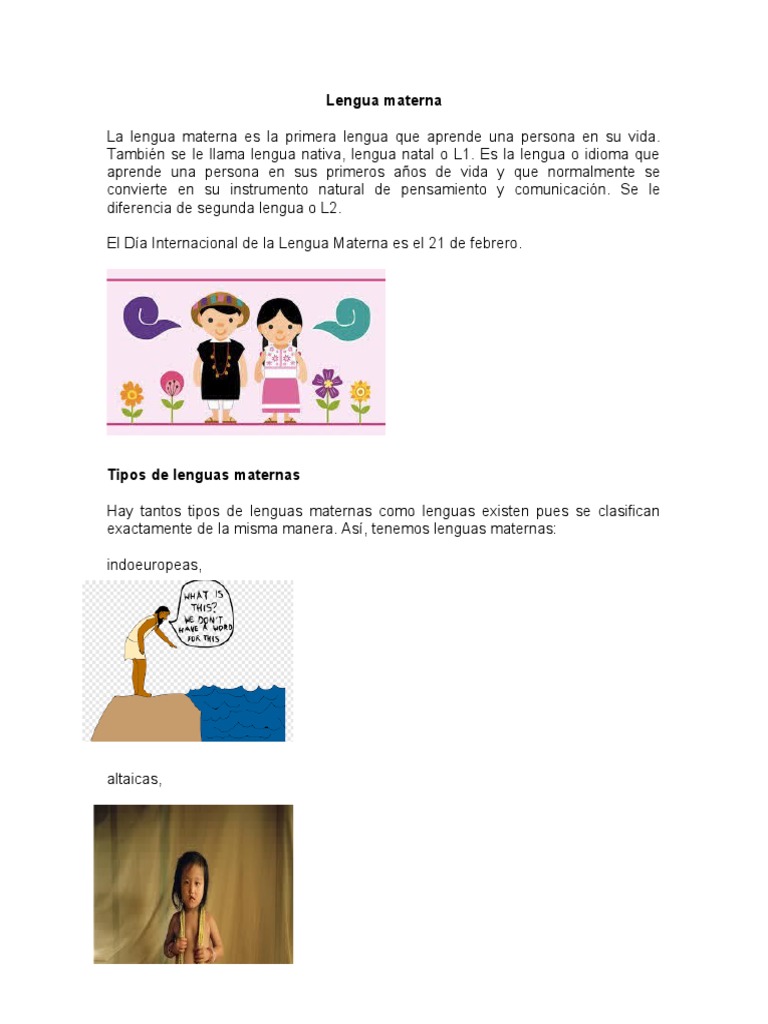 Tipos y definición de lengua materna | PDF