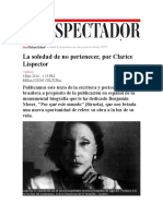 La Soledad de No Pertenecer, Por Clarice Lispector