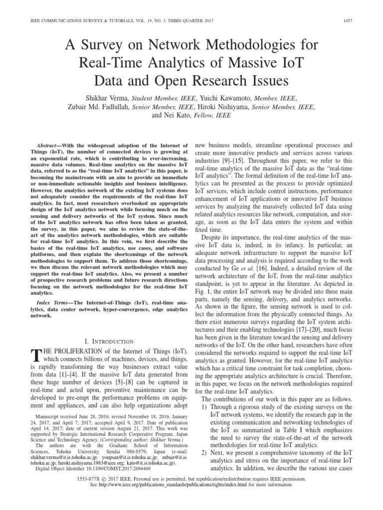 A Survey On Network Methodologies For Real-Time Analytics of Massive ...