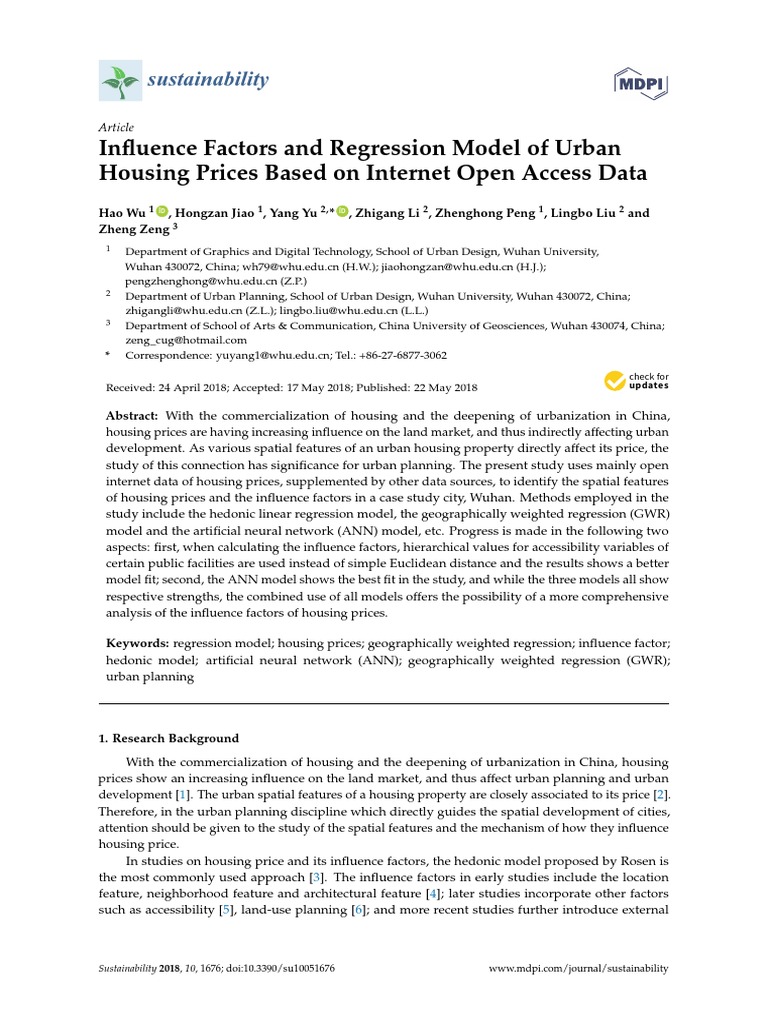 Sustainability 10 01676 | PDF | Spatial Analysis | Regression Analysis