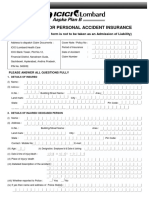 Claim Form for Personal Accident Insurance