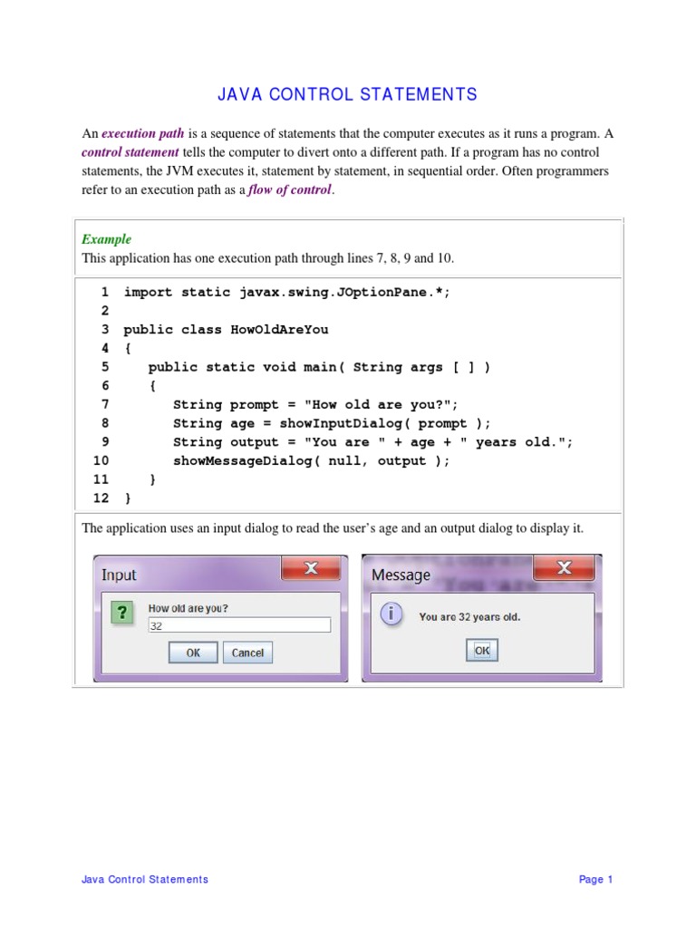 01 Java Control Statements | PDF | Control Flow | Computer Programming