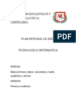 Institución Educativa Fe y Alegria Villa de La Candelaria Plan Integral de Area Tecnologìa e Infòrmatica