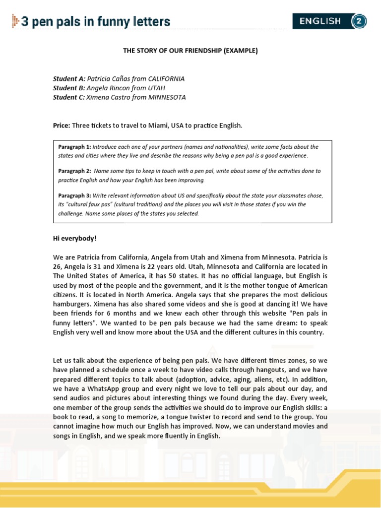 Pen Pals: Cultures and English Practice | PDF | Social Science