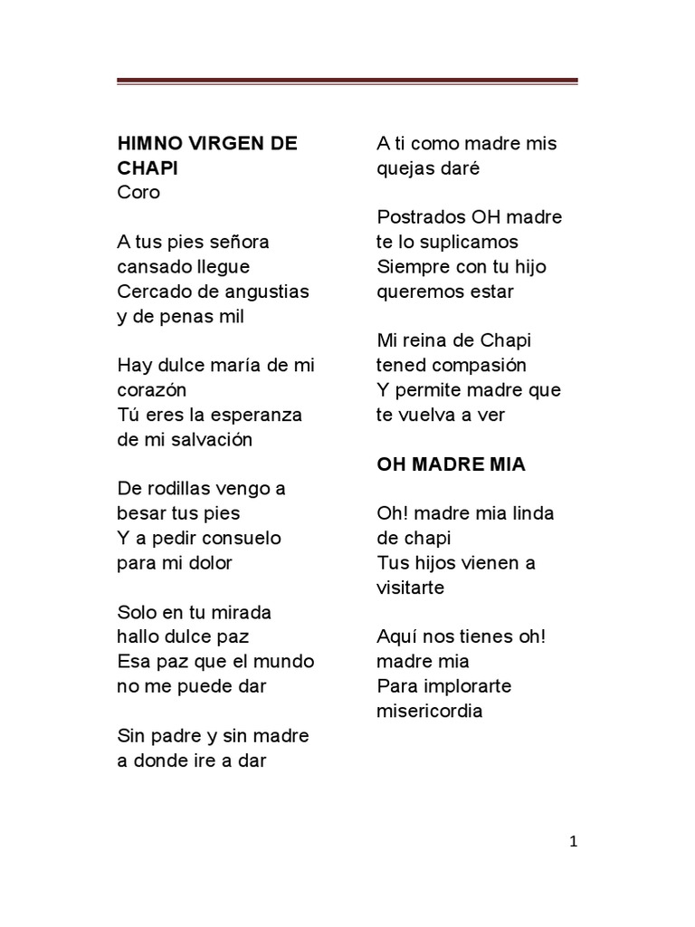 Himno a la Virgen de Chapi | PDF | María, madre de Jesús | Cristo (título)