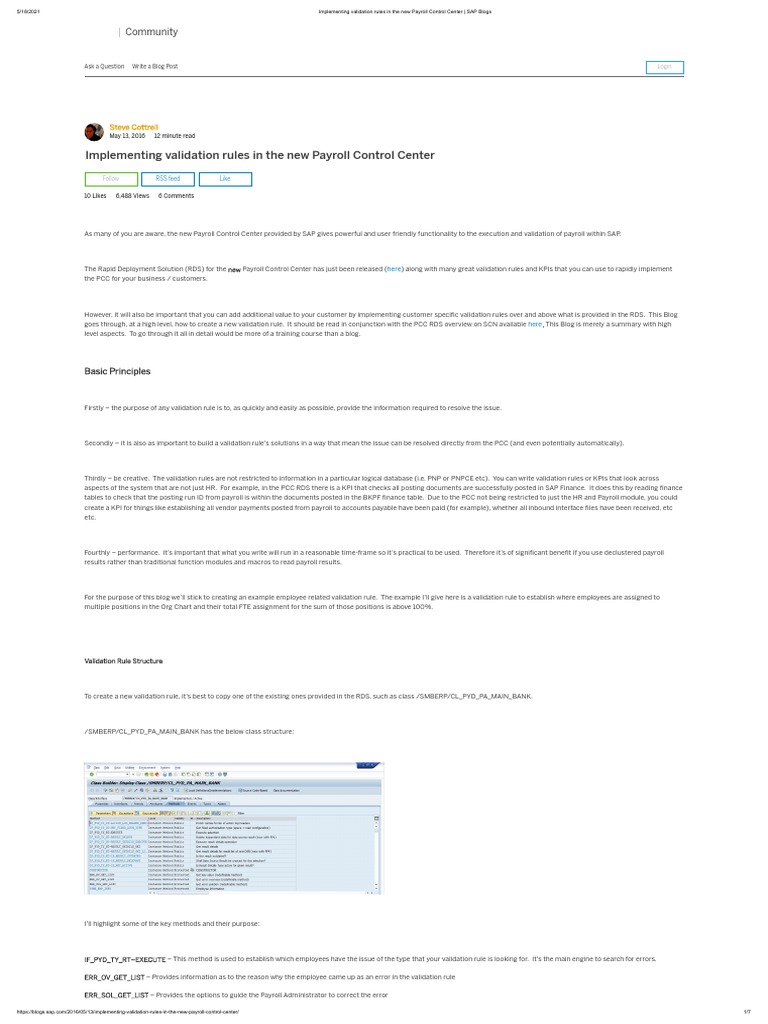 Implementing Validation Rules in The New Payroll Control Center SAP